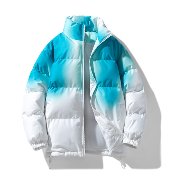 Men's Winter Cotton Jacket Fashion Gradient Color Stand-up Collar Long Sleeve Comfortable Large Size Outdoor Versatile Coat - Image 2