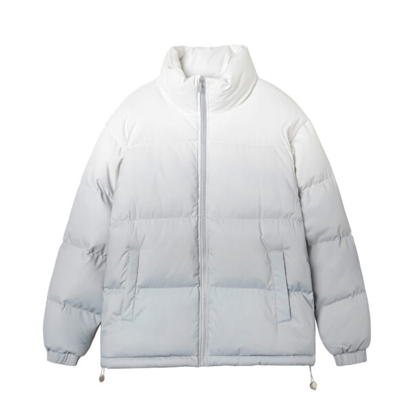Men's windproof warm padded jacket, gradualcolor zipper hooded casual coat - Image 3