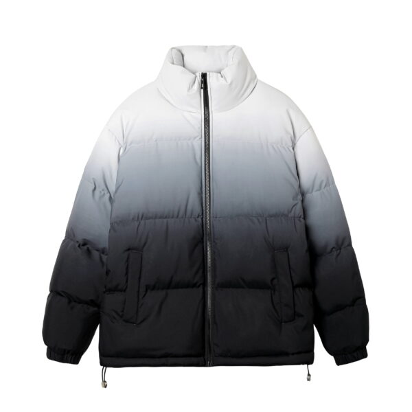 Men's windproof warm padded jacket, gradualcolor zipper hooded casual coat - Image 2
